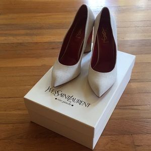 Yves Saint Laurent white pumps